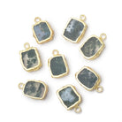 10-11mm Gold Leafed Moss Agate Rectangular Slice Pendant 1 piece - BeadsofCambay.com