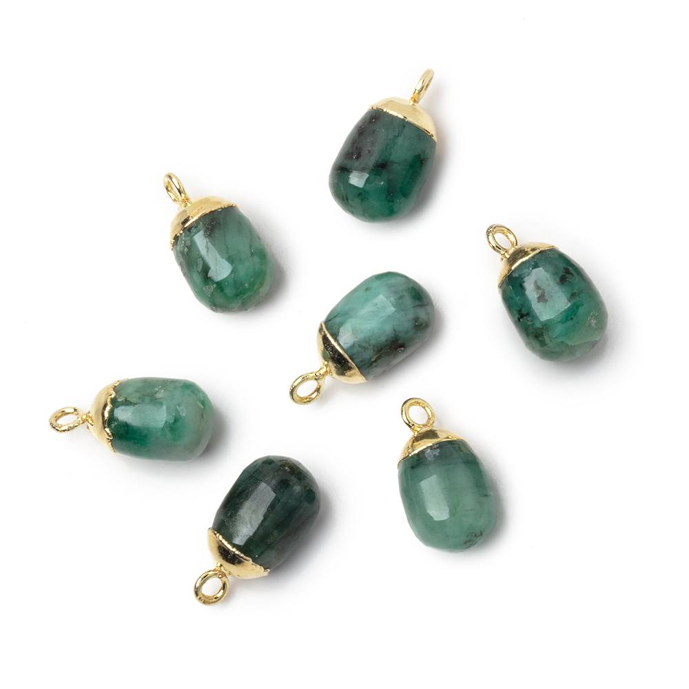 10x7mm Gold Leafed Emerald Plain Nugget 1 Pendant - BeadsofCambay.com