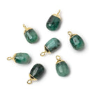 10x7mm Gold Leafed Emerald Plain Nugget 1 Pendant - BeadsofCambay.com
