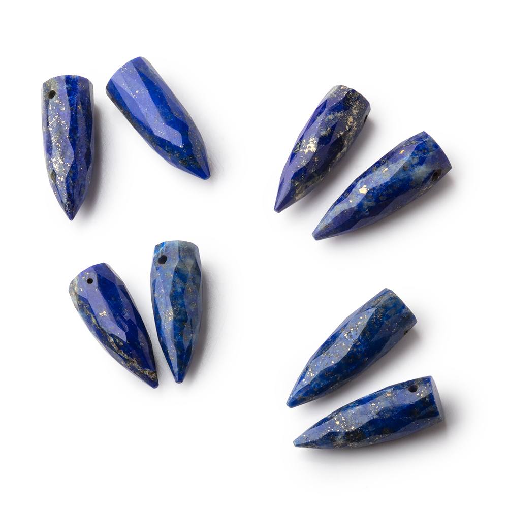 15x5mm Lapis Lazuli Faceted Spike Focal Set of 2 Beads - BeadsofCambay.com