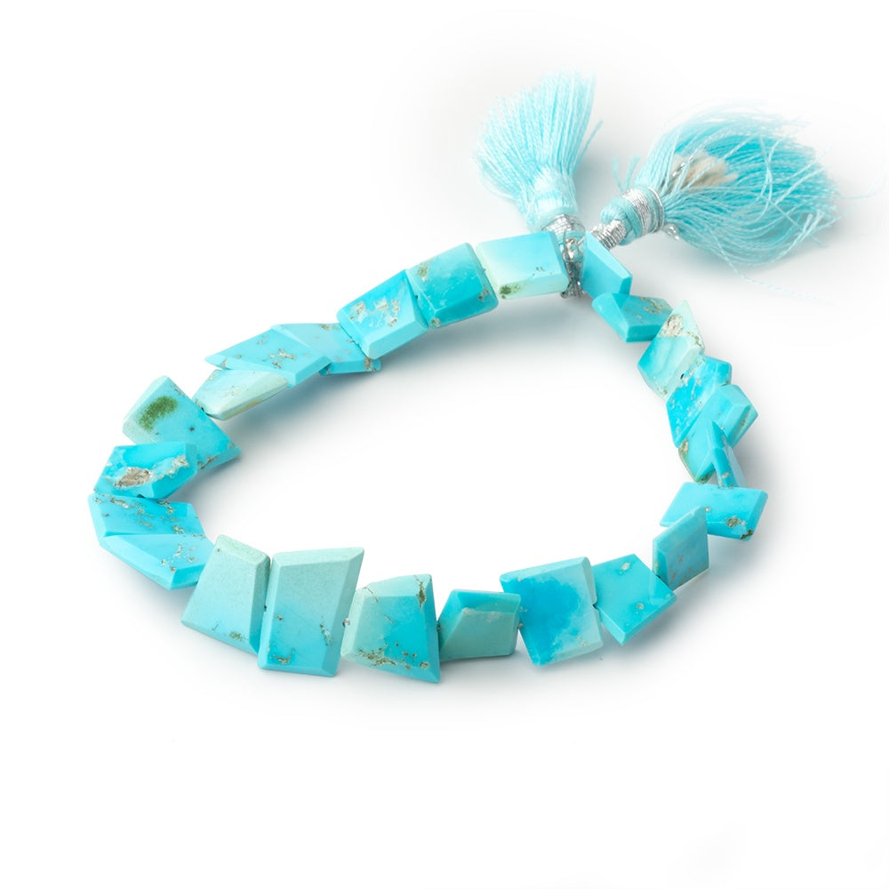 8.5-12mm Sleeping Beauty Turquoise Faceted Freeform Slice 7.5 inch 22 Beads - BeadsofCambay.com