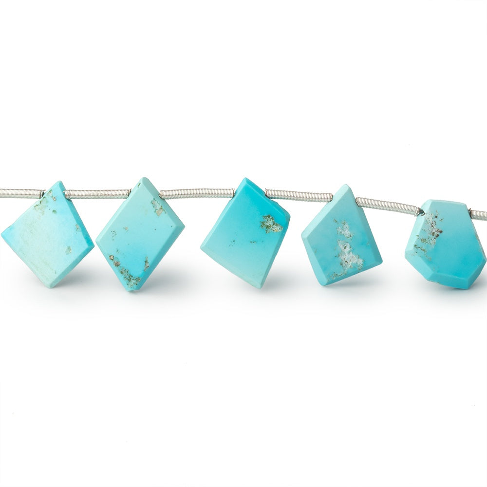 12-13mm Sleeping Beauty Turquoise Faceted Freeform Slice 8 inch 16 Beads - BeadsofCambay.com