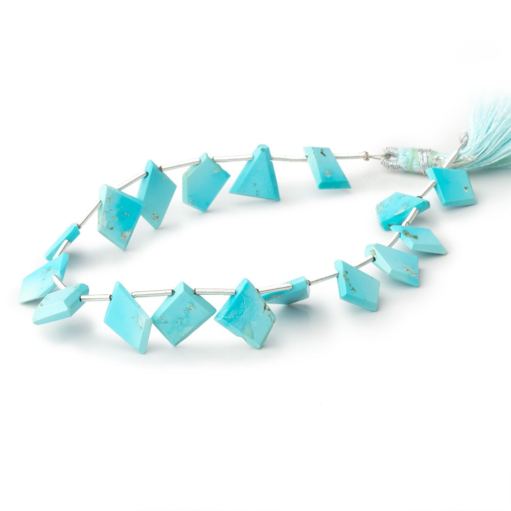 12-13mm Sleeping Beauty Turquoise Faceted Freeform Slice 8 inch 16 Beads - BeadsofCambay.com