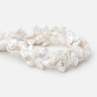 10-11mm White Keshi Side Drill Freshwater Pearl 16 inch 40 Beads - BeadsofCambay.com