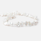 10-11mm White Keshi Side Drill Freshwater Pearl 16 inch 40 Beads - BeadsofCambay.com