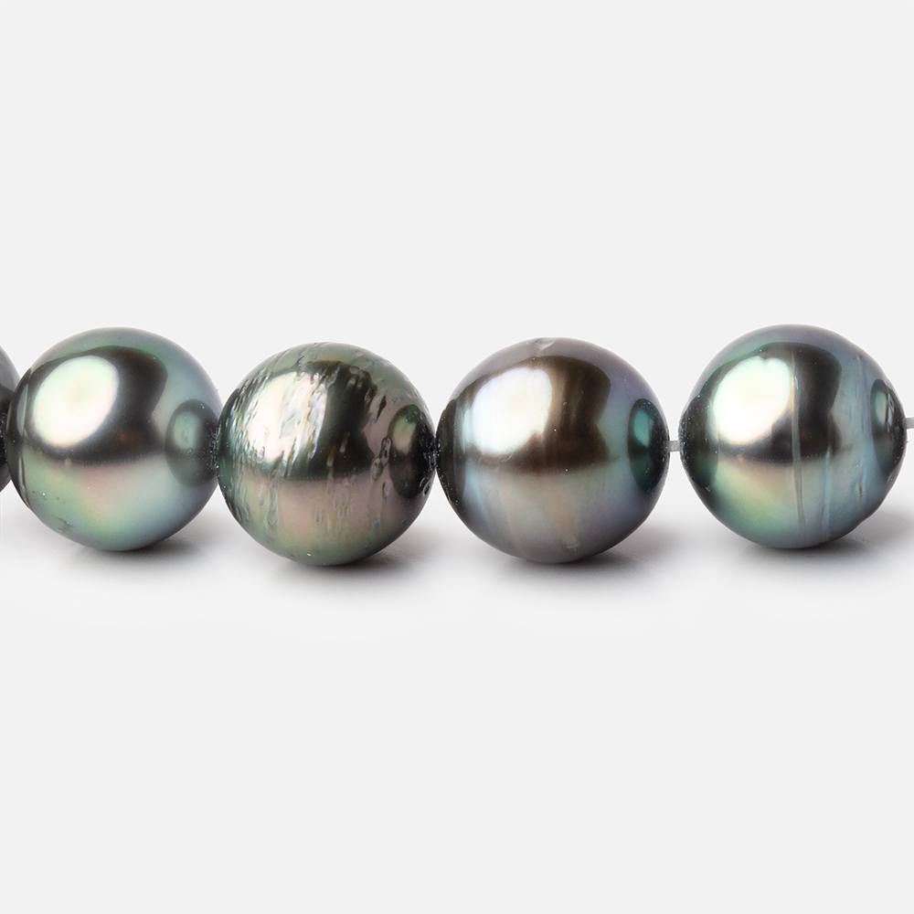 9-10mm Peacock Tahitian Saltwater Pearl Beads 16 inch 43 pieces AA - BeadsofCambay.com