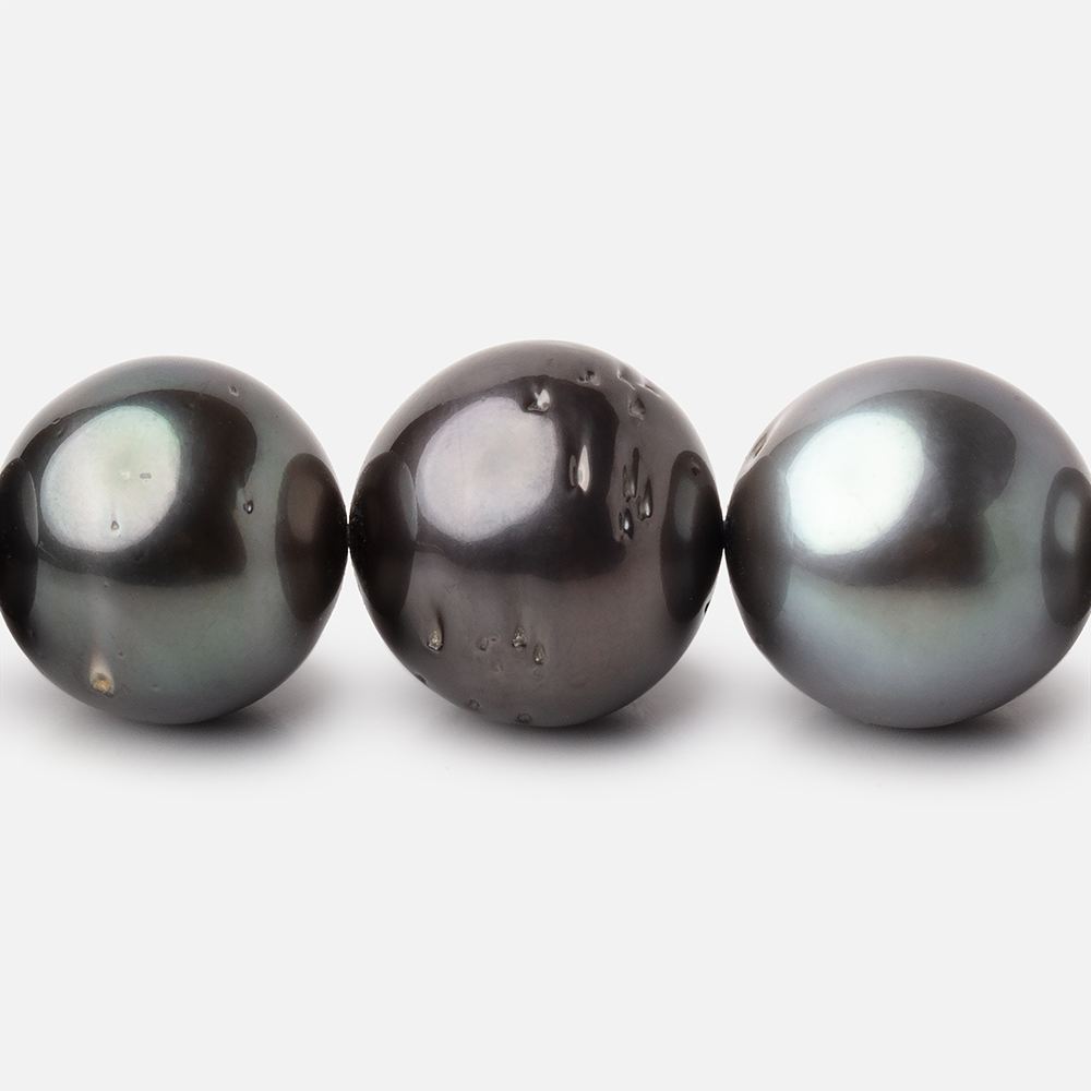 11-14.5mm Peacock Tahitian Saltwater Pearl 17 inch 35 Beads AA - BeadsofCambay.com