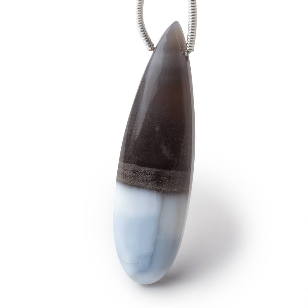 40x10mm Banded Owyhee Blue Opal Plain Pear Focal 1 Bead - BeadsofCambay.com