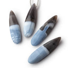 40x10mm Banded Owyhee Blue Opal Plain Pear Focal 1 Bead - BeadsofCambay.com