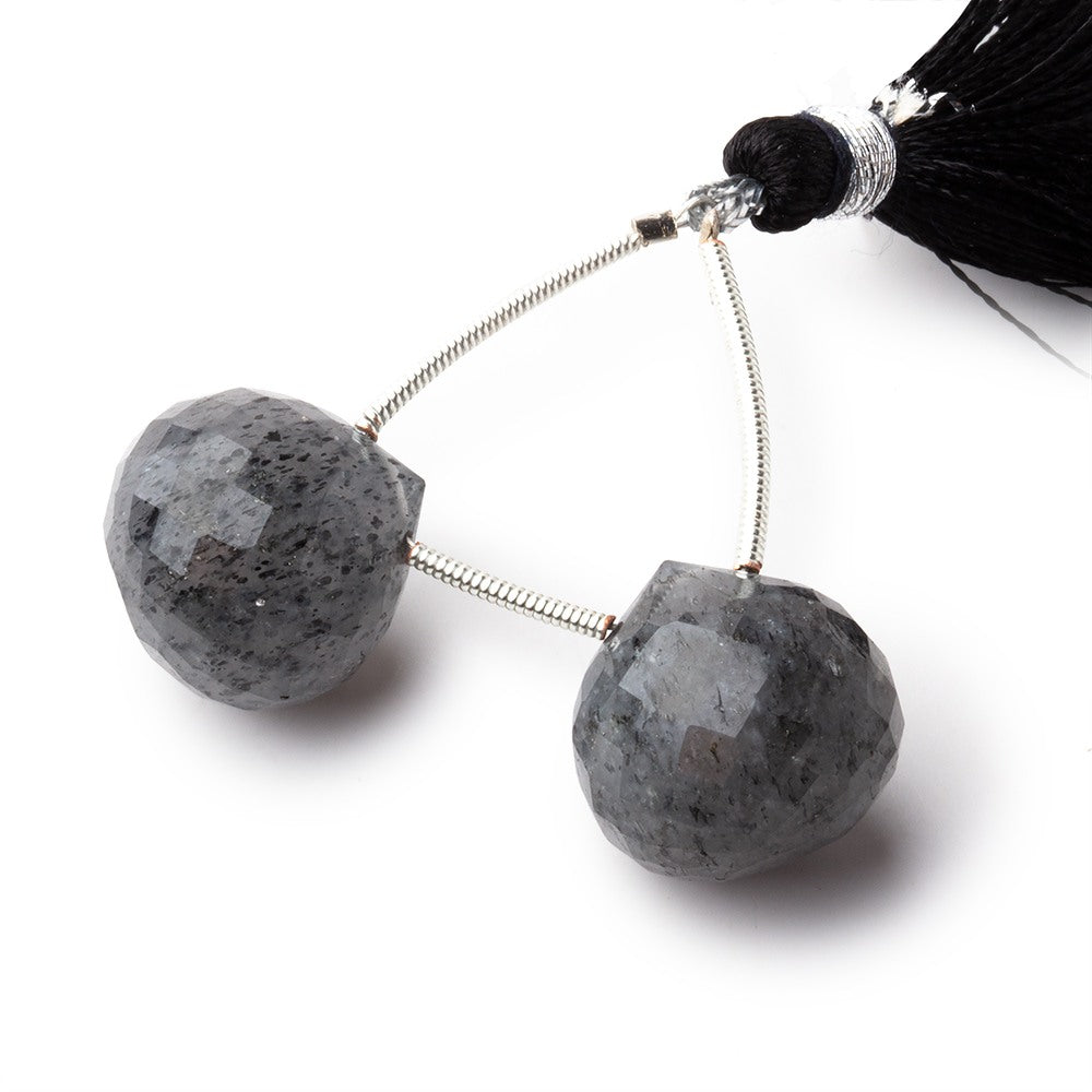 15mm Celestial Quartz Faceted Candy Kiss Focal Set of 2 Beads - BeadsofCambay.com