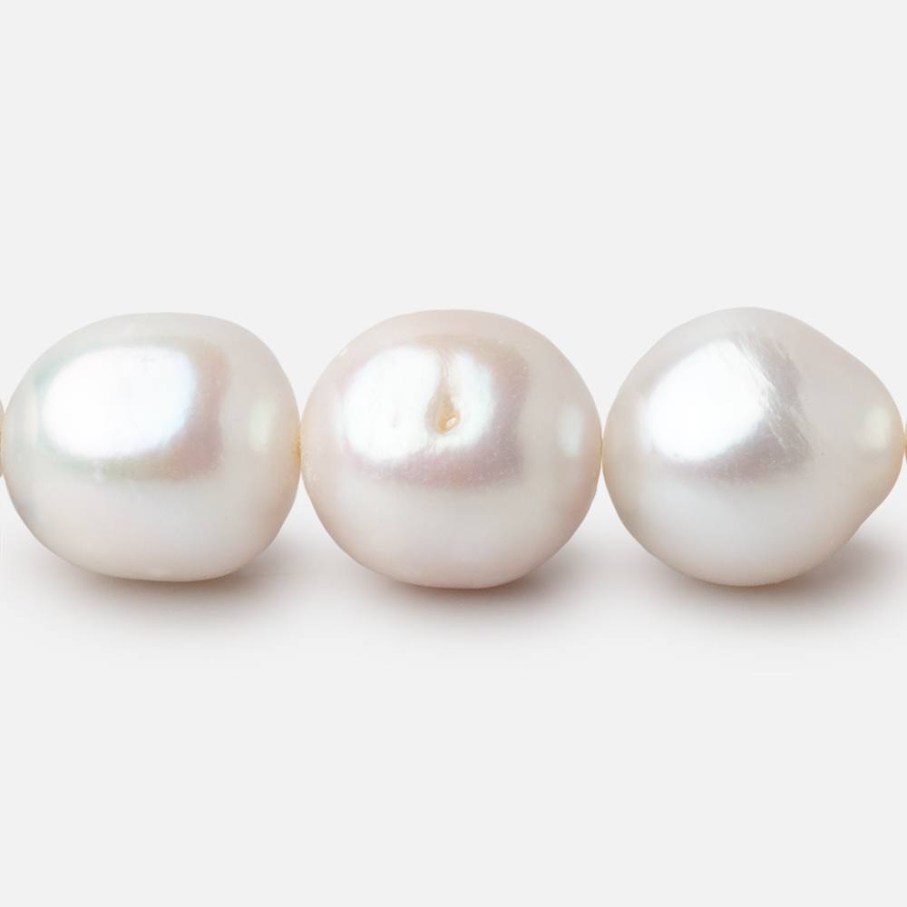 13-14mm White Baroque Freshwater Pearls 16 inch 28 Beads AA - BeadsofCambay.com