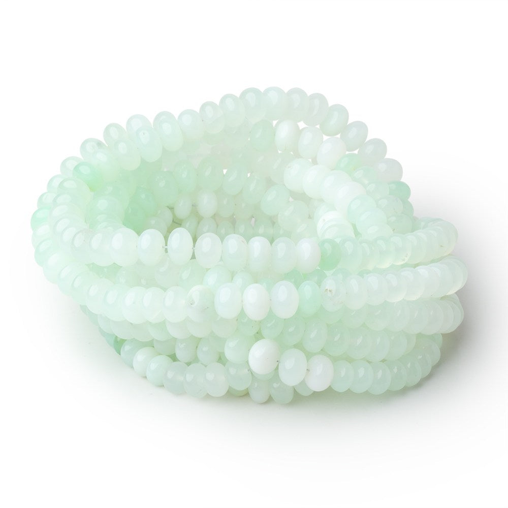 6-8mm Tanzanian Green Opal Plain Rondelle Beads 16 inch 78 pieces - BeadsofCambay.com