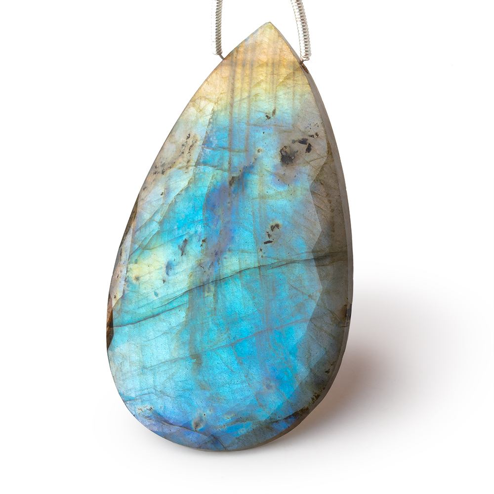 54x33mm Labradorite Faceted Pear 1 Focal Piece AA - Beadsofcambay.com