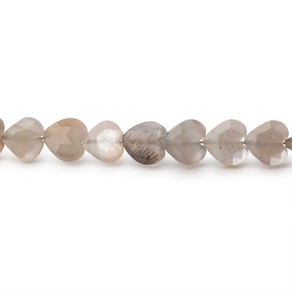 5.5 - 6mm Light Chocolate Moonstone Faceted Hearts 12.5 inch 56 Beads - Beadsofcambay.com