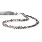 5.5 - 6mm Platinum & Chocolate Moonstone Faceted Hearts 12.5 inch 56 Beads - Beadsofcambay.com