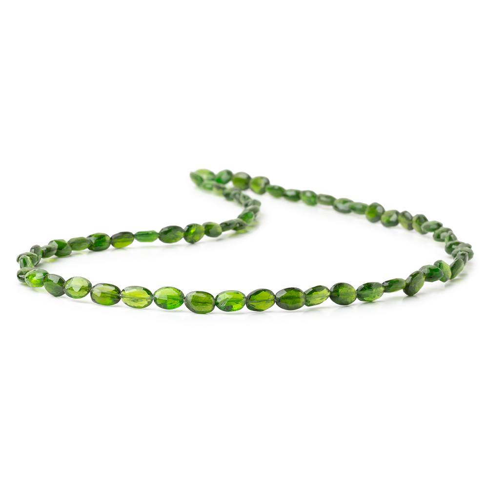 5.5 - 7.5mm Chrome Diopside Faceted Oval 16 inch 62 Beads - Beadsofcambay.com