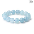 13mm Aquamarine Plain Round 8 inch 16 Beads with a 1mm Hole AA - BeadsofCambay.com