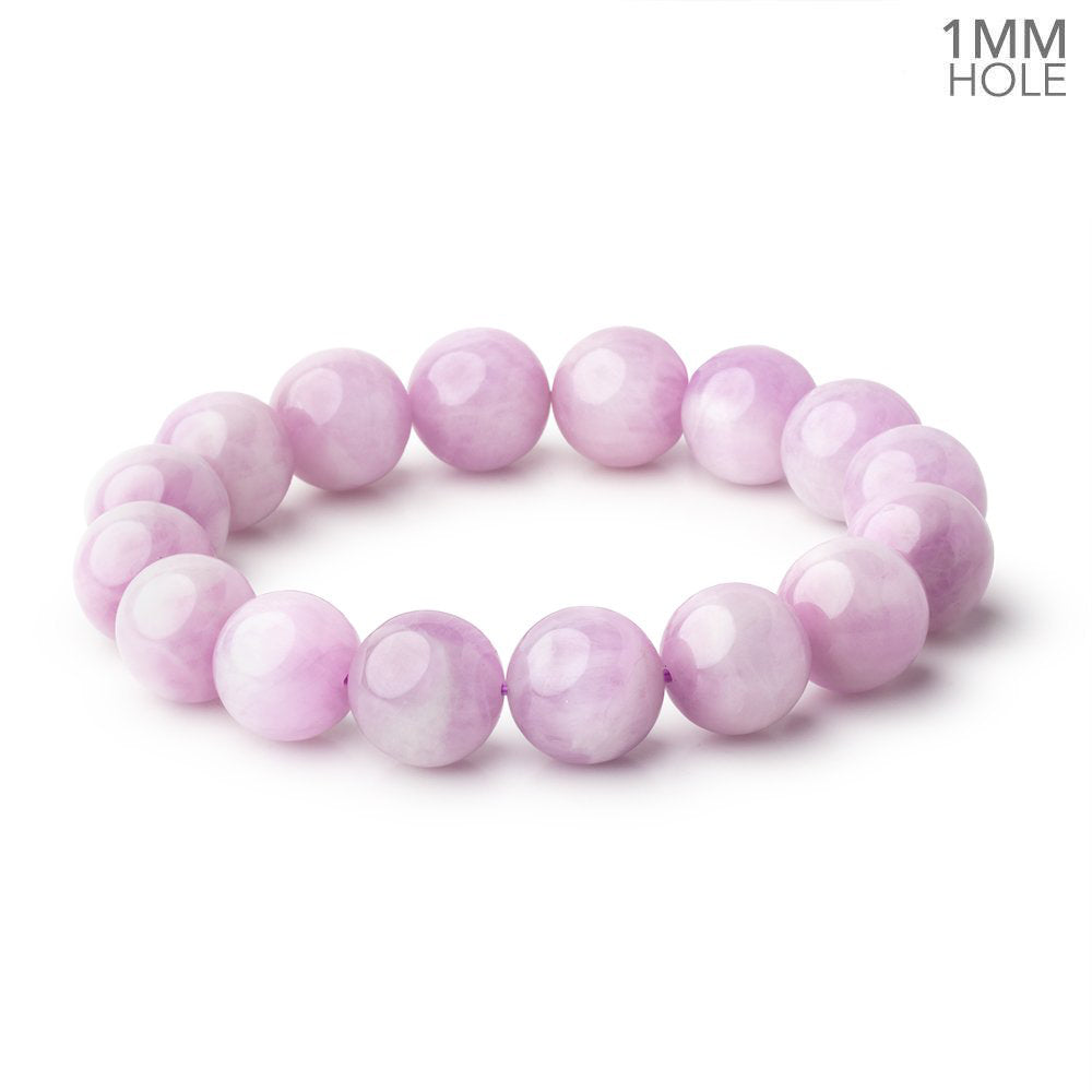 13mm Kunzite Plain Round 8 inch 16 Beads 1mm hole AA - BeadsofCambay.com