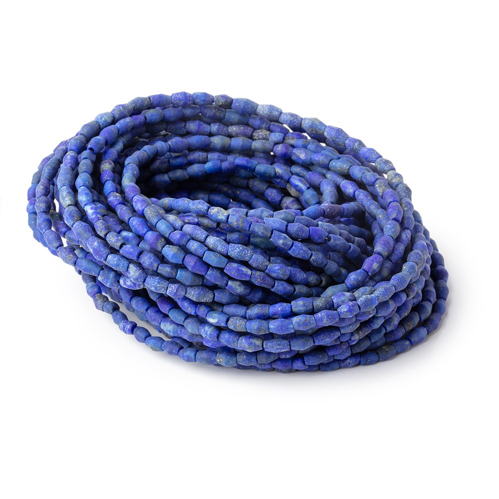 2.5-6mm Lapis Lazuli Hand-Cut Plain Rice 14.5 inch 75 Beads 1mm Hole- BeadsofCambay.com