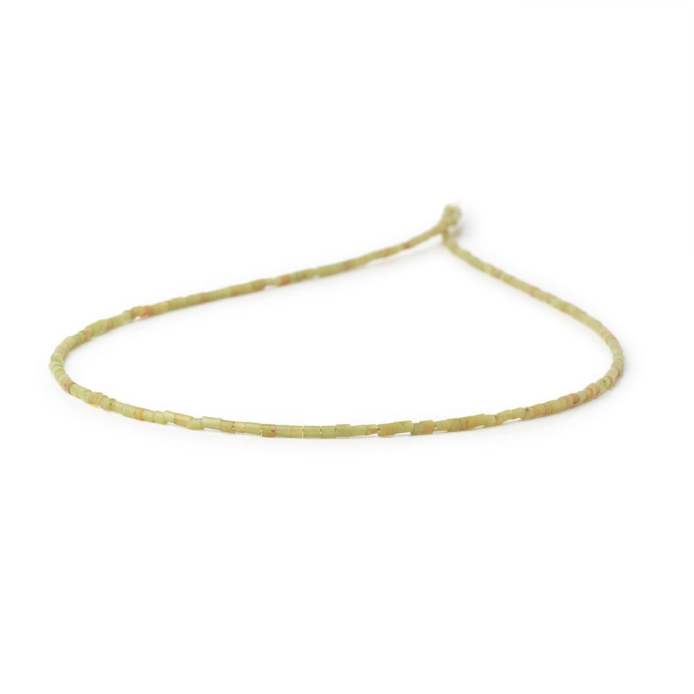 1.5mm Light Jade Hand-Cut Tube Beads 14 inch 190 pieces - BeadsofCambay.com