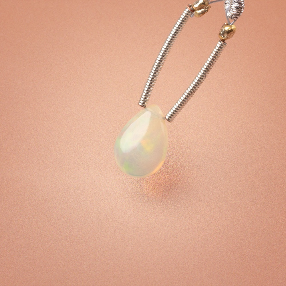9-10mm Ethiopian Opal Plain Pear 1 Focal Bead AAA - BeadsofCambay.com