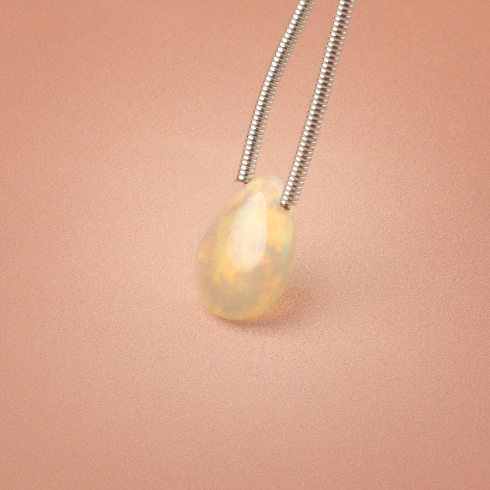 10-11mm Ethiopian Opal Plain Pear 1 Focal Bead AAA - BeadsofCambay.com