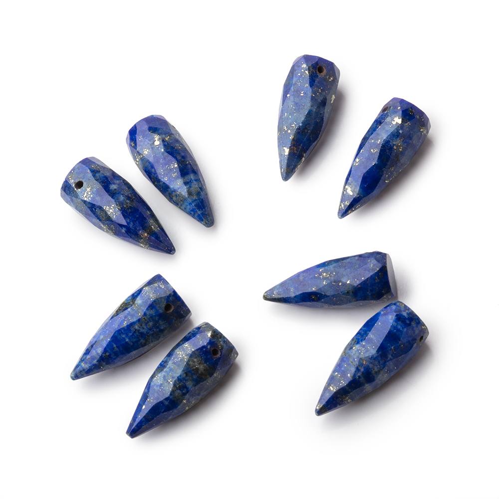 16x6mm Lapis Lazuli Faceted Spike Focal Set of 2 Beads - BeadsofCambay.com