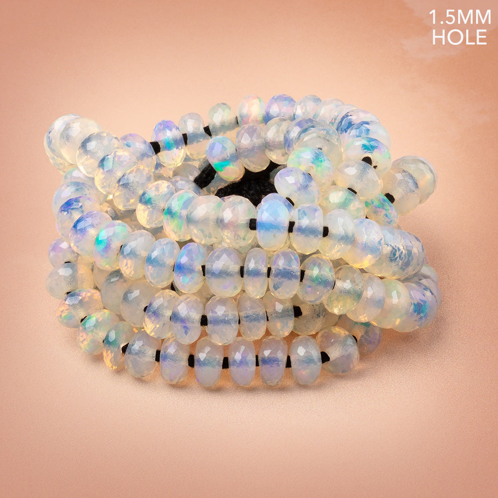 8mm Ethiopian Opal 1.5mm Large Hole Faceted Rondelle 8 inch 45 Beads AA - BeadsofCambay.com