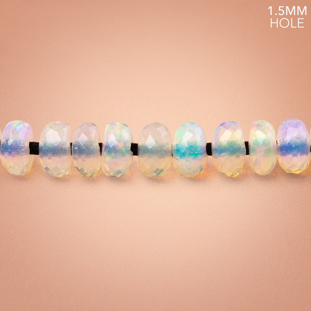 7mm Ethiopian Opal 1.5mm Large Hole Faceted Rondelle 8 inch 50 Beads AA - BeadsofCambay.com