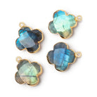 18mm Gold Leafed Labradorite Quatrefoil 1 Pendant - BeadsofCambay.com