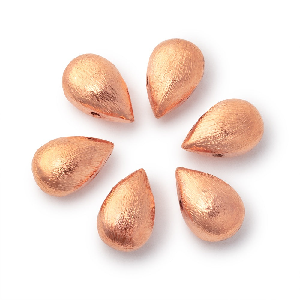 12x8mm Brushed Puffy Pear Bead Set of 6 - BeadsofCambay.com