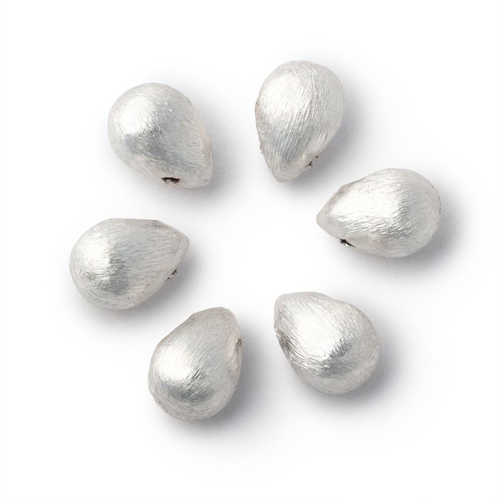 10x7mm Brushed Tear Drop Bead Set of 6 - BeadsofCambay.com