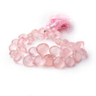 8-14mm Rose Quartz Faceted Heart Beads 7.5 inch 38 pieces - BeadsofCambay.com