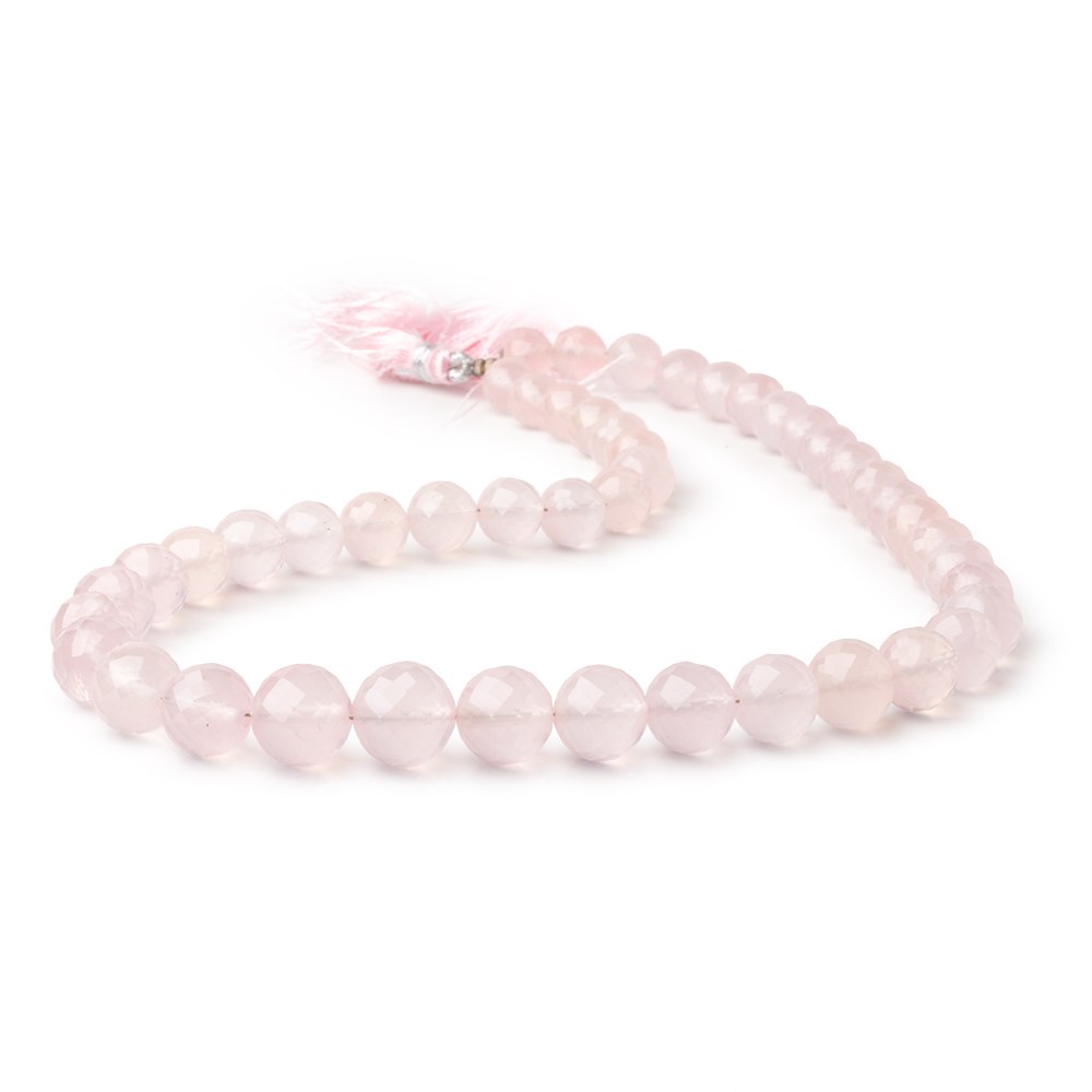 7-12mm Rose Quartz Faceted Round Beads 16 inch 46 pieces AAA - BeadsofCambay.com