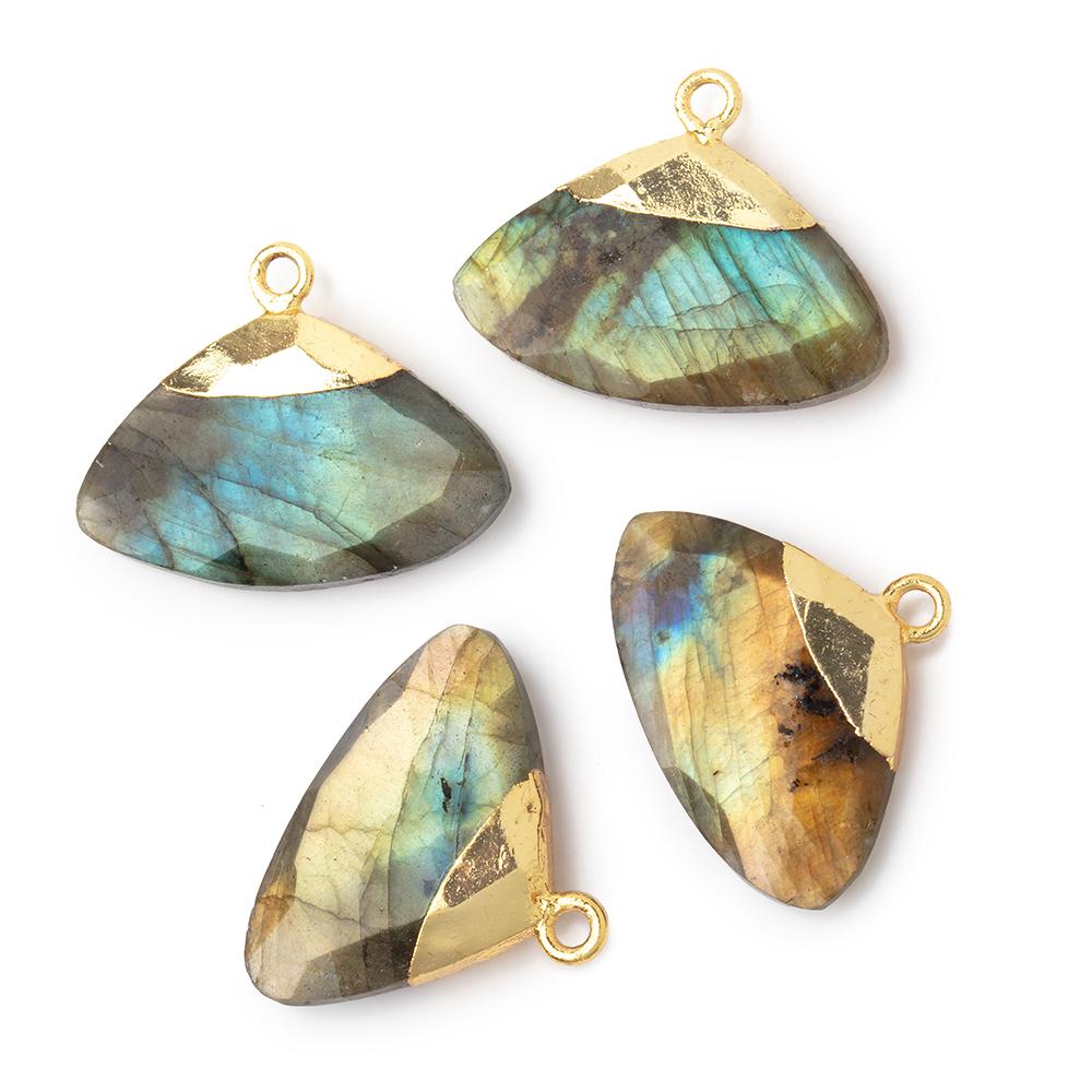 15x24mm Gold Leafed Labradorite Faceted Fan 1 Pendant - BeadsofCambay.com