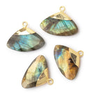 15x24mm Gold Leafed Labradorite Faceted Fan 1 Pendant - BeadsofCambay.com