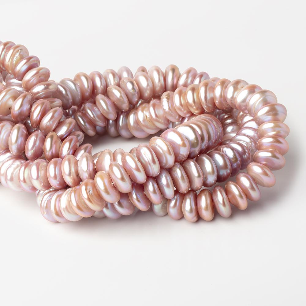 14-16mm Mauve Center Drilled Coin Freshwater Pearls 15.5 inch 54 Beads AA - BeadsofCambay.com
