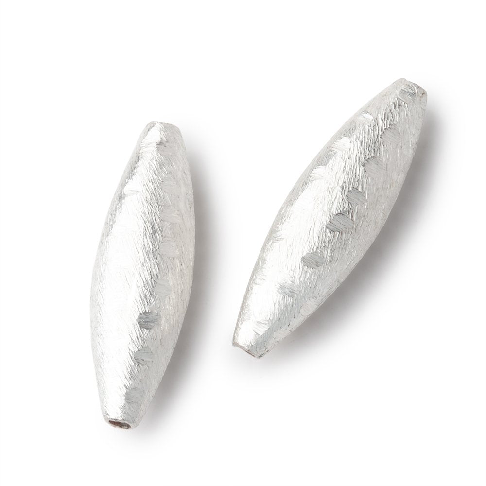 34x9mm Brushed Patterned Marquise Set of 2 Beads - BeadsofCambay.com