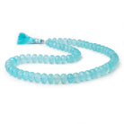 7.5-10mm Blue Chalcedony Faceted Rondelle 16 inch 60 Beads - BeadsofCambay.com