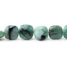 9.5-10mm Brazilian Emerald Faceted Pillow 8 inch 20 Beads - BeadsofCambay.com
