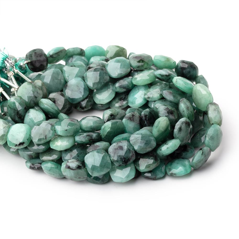 9.5-10mm Brazilian Emerald Faceted Pillow 8 inch 20 Beads - BeadsofCambay.com