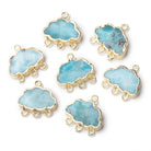 10.5x15.5mm Gold Leafed Larimar Cloud Four Ring Connector 1 piece - BeadsofCambay.com