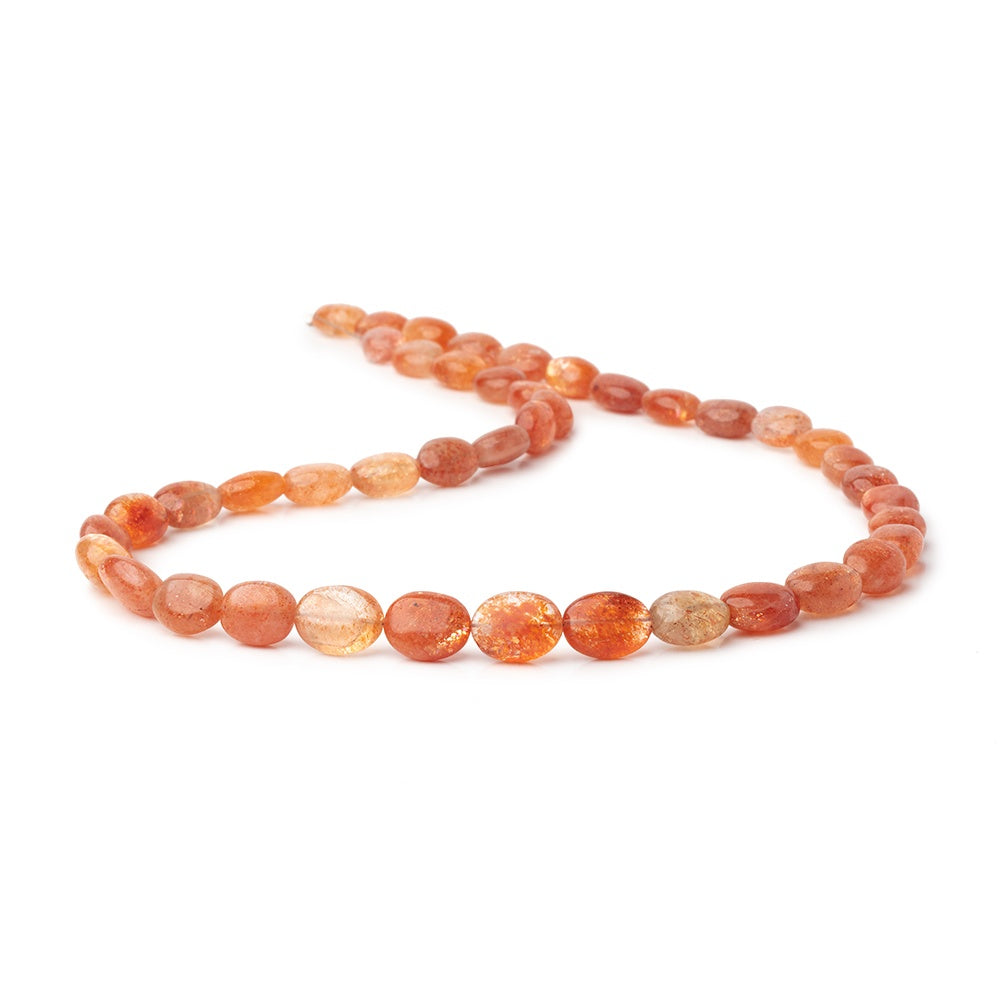 8x7-12x9mm Madagascar Sunstone Plain Oval 19 inch 43 Beads AA - BeadsofCambay.com