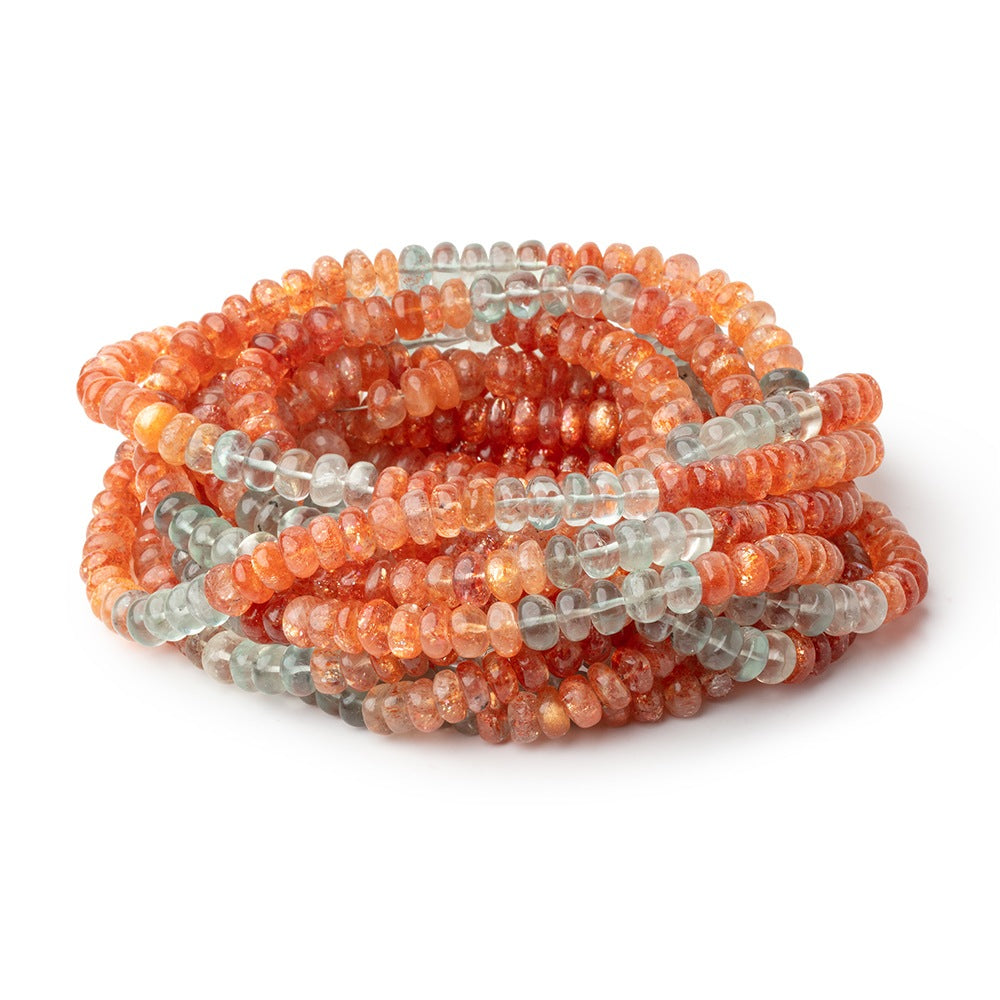6.5-7mm Multi Color Madagascar Sunstone Plain Rondelle 18 inch 110 Beads AA - BeadsofCambay.com