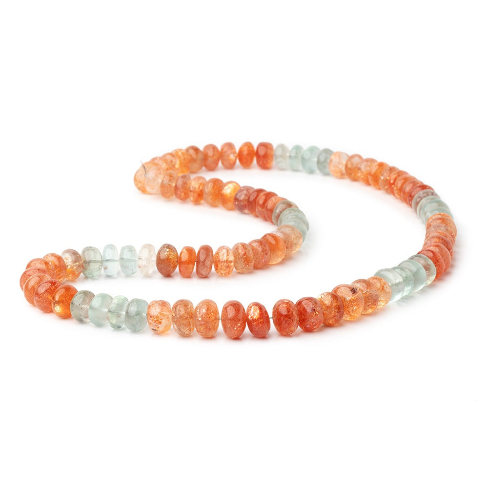 8-10mm Multi Color Madagascar Sunstone Plain Rondelle 18 inch 87 Beads AA - BeadsofCambay.com