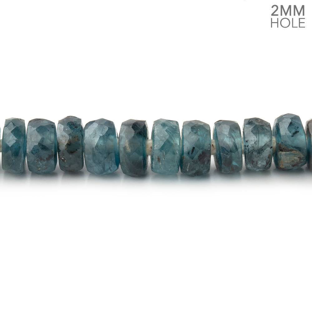 5.5-7mm Indigo Kyanite 2mm Large Hole Faceted Rondelle 8 inch 65 Beads - BeadsofCambay.com