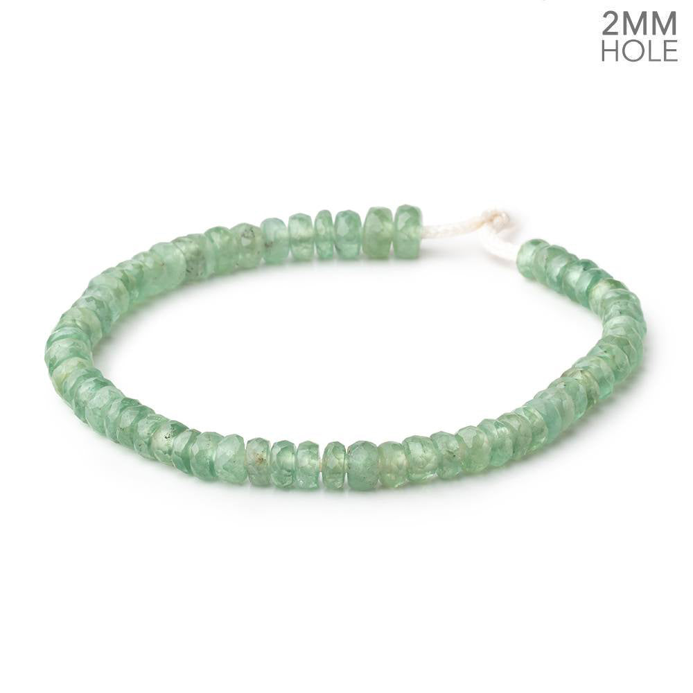 5-7mm Green Kyanite 2mm Large Hole Faceted Rondelle 8 inch 62 Beads - BeadsofCambay.com