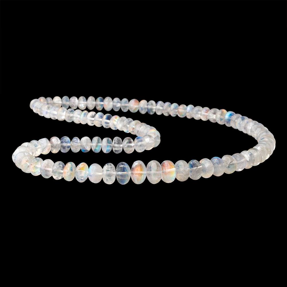 7-10mm Red Fire Rainbow Moonstone Plain Rondelle 18 inch 85 Beads AA - BeadsofCambay.com