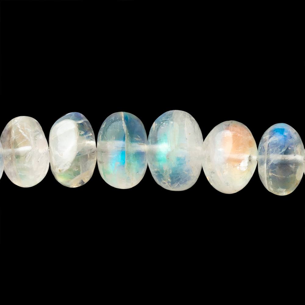 7-10mm Red Fire Rainbow Moonstone Plain Rondelle 15 inch 70 Beads AA - BeadsofCambay.com