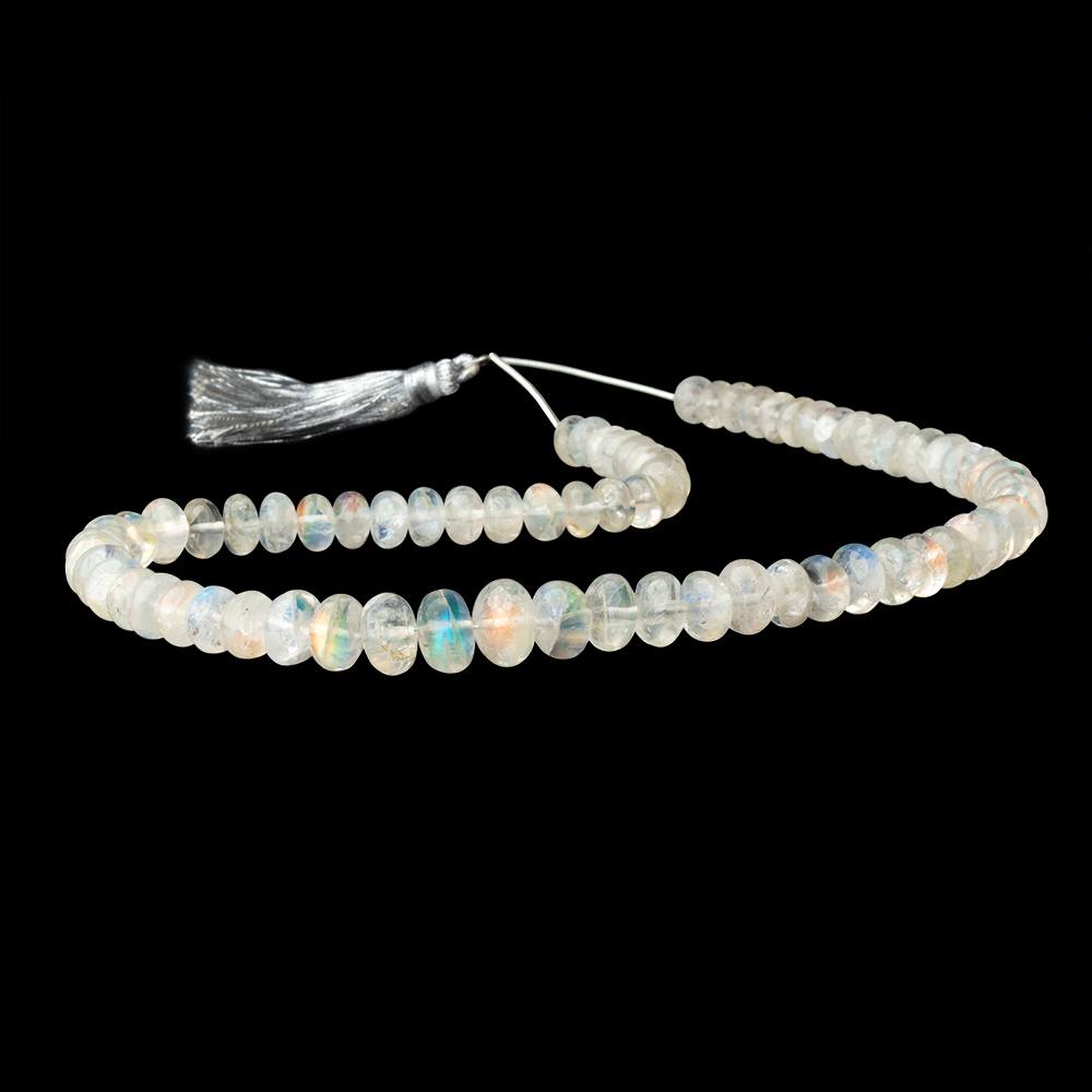 7-10mm Red Fire Rainbow Moonstone Plain Rondelle 15 inch 70 Beads AA - BeadsofCambay.com